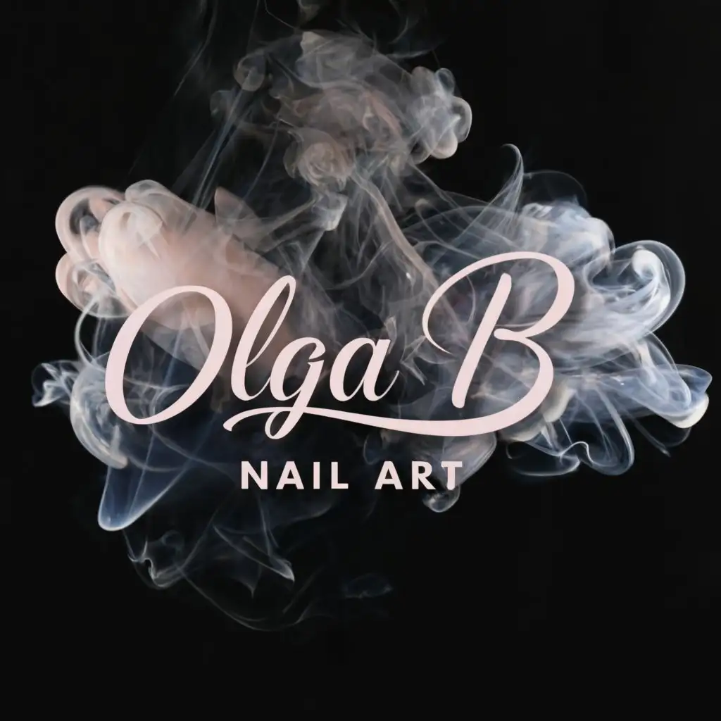 LOGO-Design-for-Olga-B-Nail-Art-Pink-Smoke-on-Black-Background-for-Elegant-Manicure-Brand