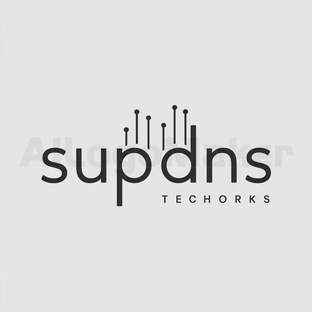 a logo design,with the text "supdns", main symbol:supdns,Minimalistic,be used in Internet industry,clear background