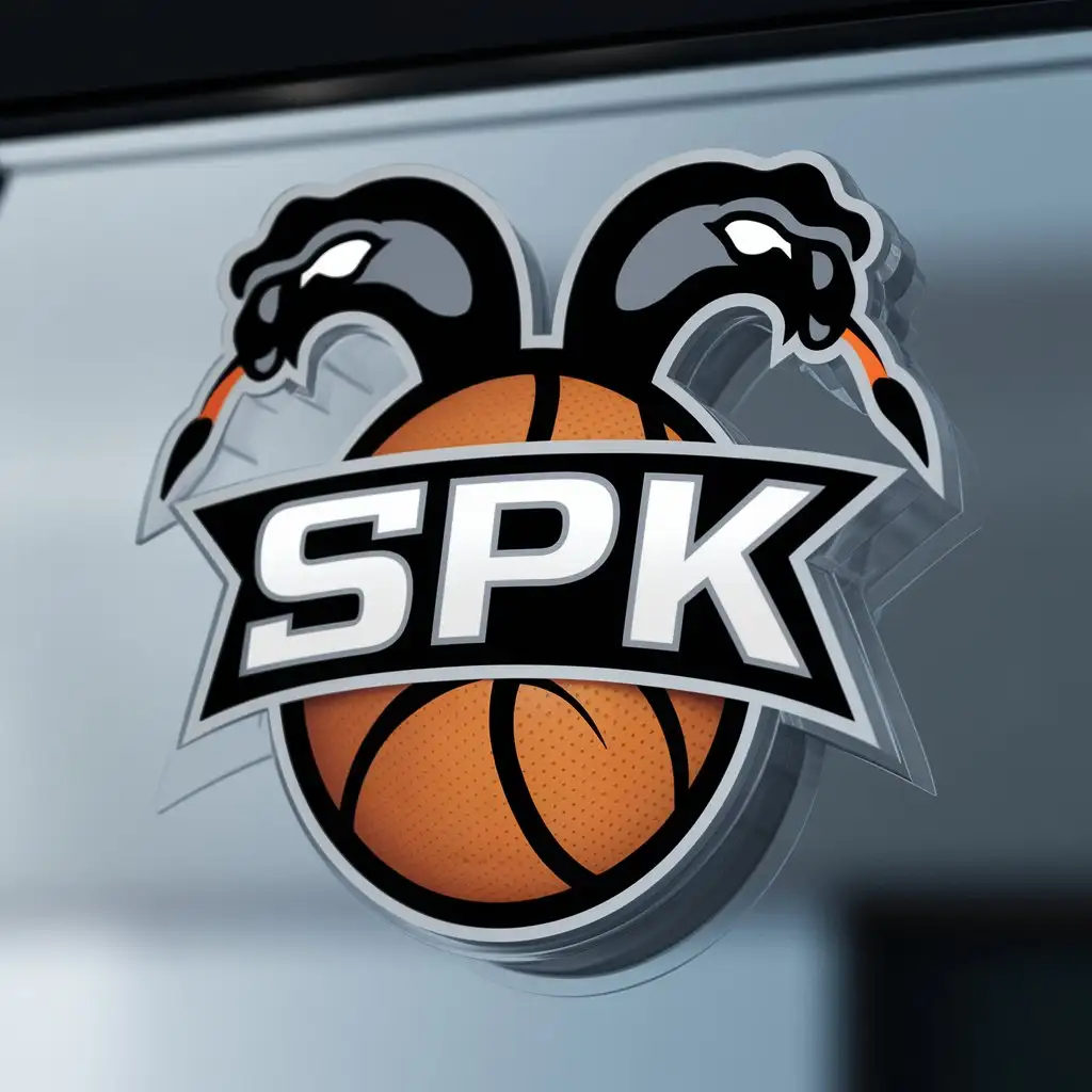 a logo design,with the text "spk", main symbol:basketball, eyelserpent,Moderate,be used in Sports Fitness industry,clear background