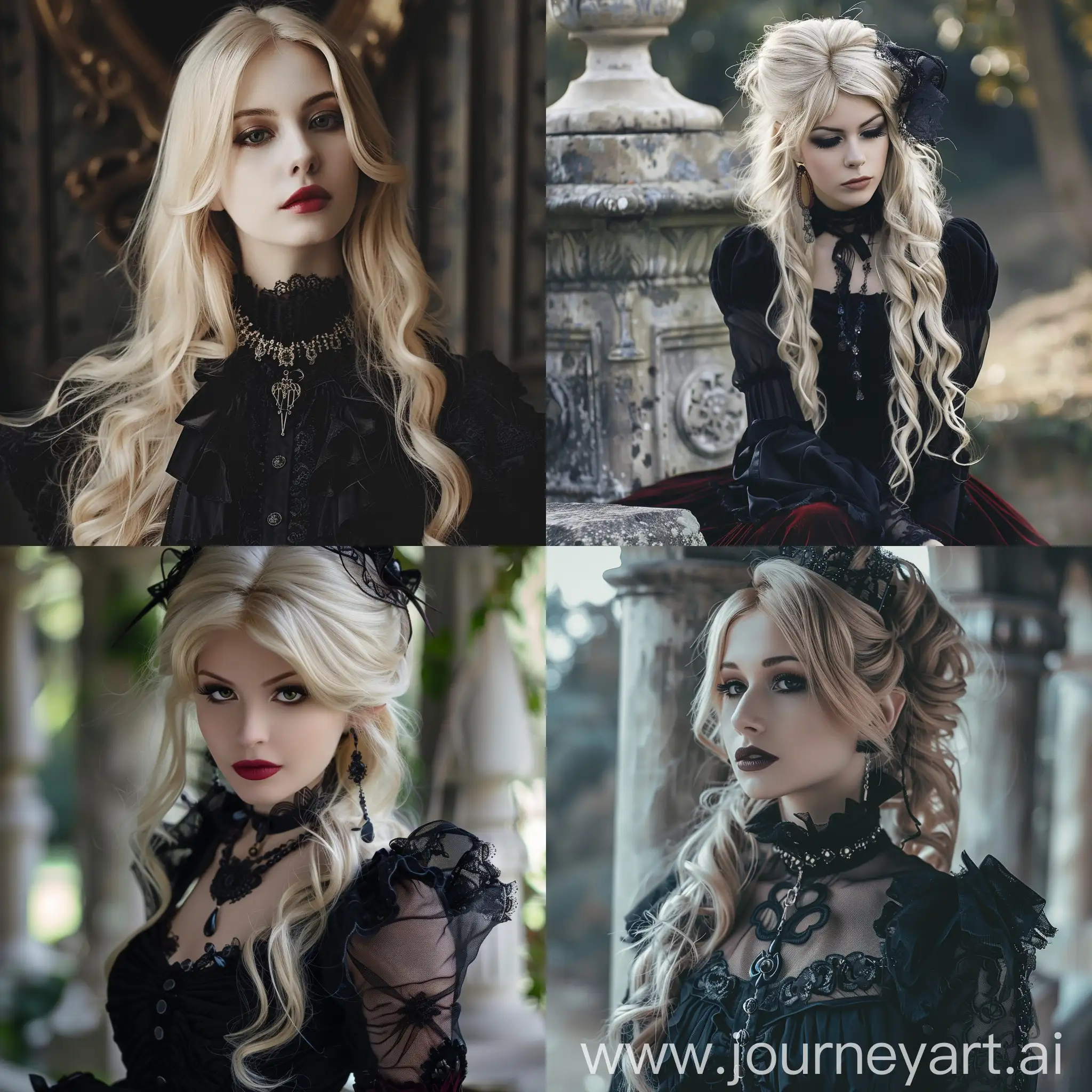 красивая блондинка-вампир в готичном наряде