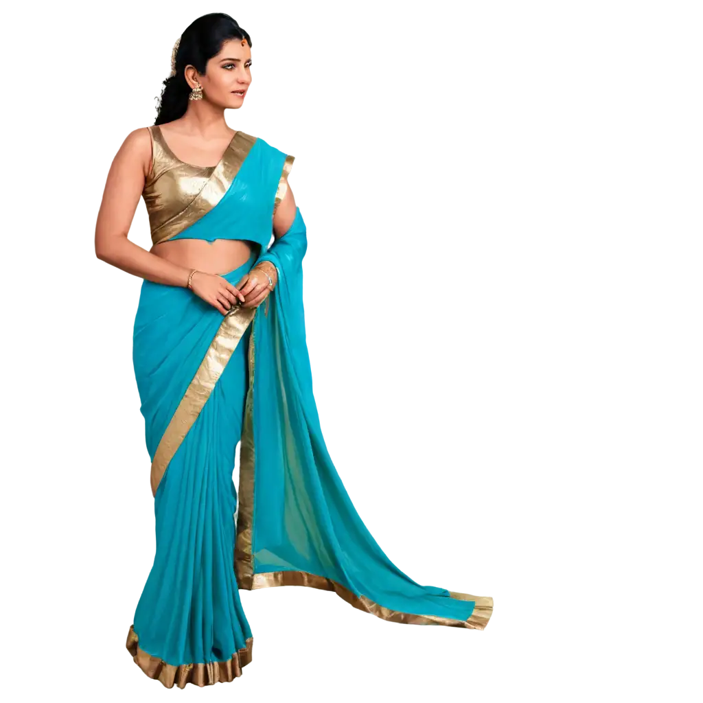 Exquisite-Blue-Saree-PNG-Elevate-Your-Visual-Content-with-HighQuality-PNG-Format