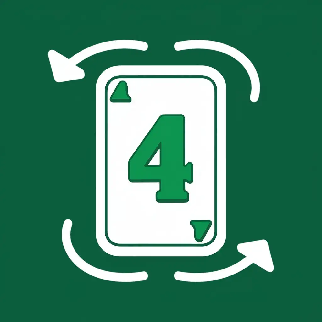 UNO-Card-Number-4-Green-Color-with-Turn-Transition-Arrows