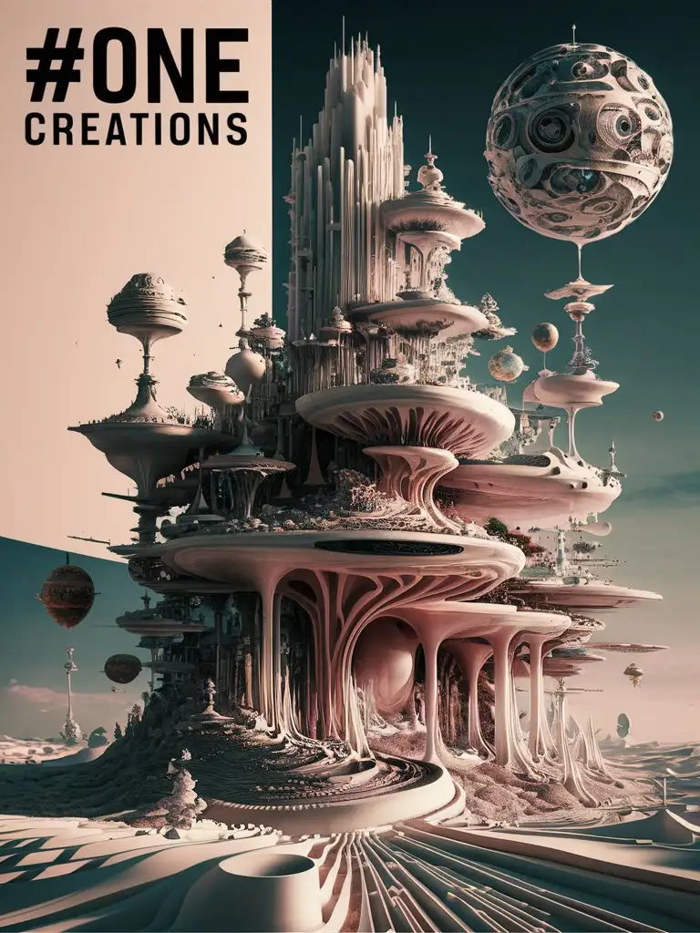 top left in bold write '#one creations' against a complex When my work is finished for the daynI run away... nmind-bending composition, hyper detailed, digital painting, surrealism, extraordinary concept, inspired by Salvador Dali and M.C. Escher,n4k resolution, Add_Details_XL-fp16 algorithm, 3D octane rendering style (3DMM_V12) with the mdjrny-v4 style,infused with global illumination, rfktrstyle