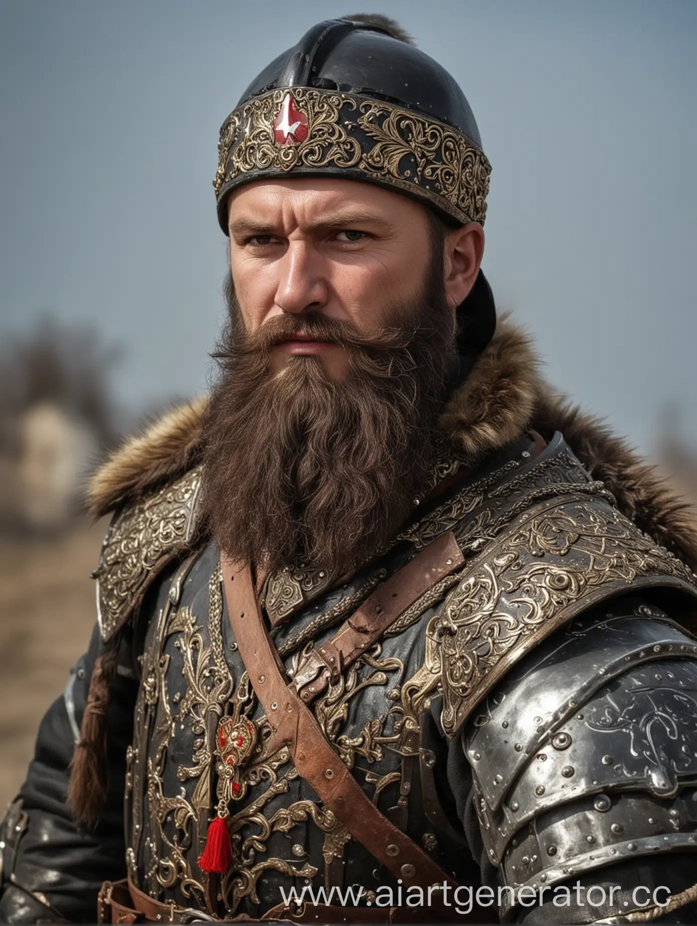 Bearded-Cossack-Warrior-in-Armor-with-Axe