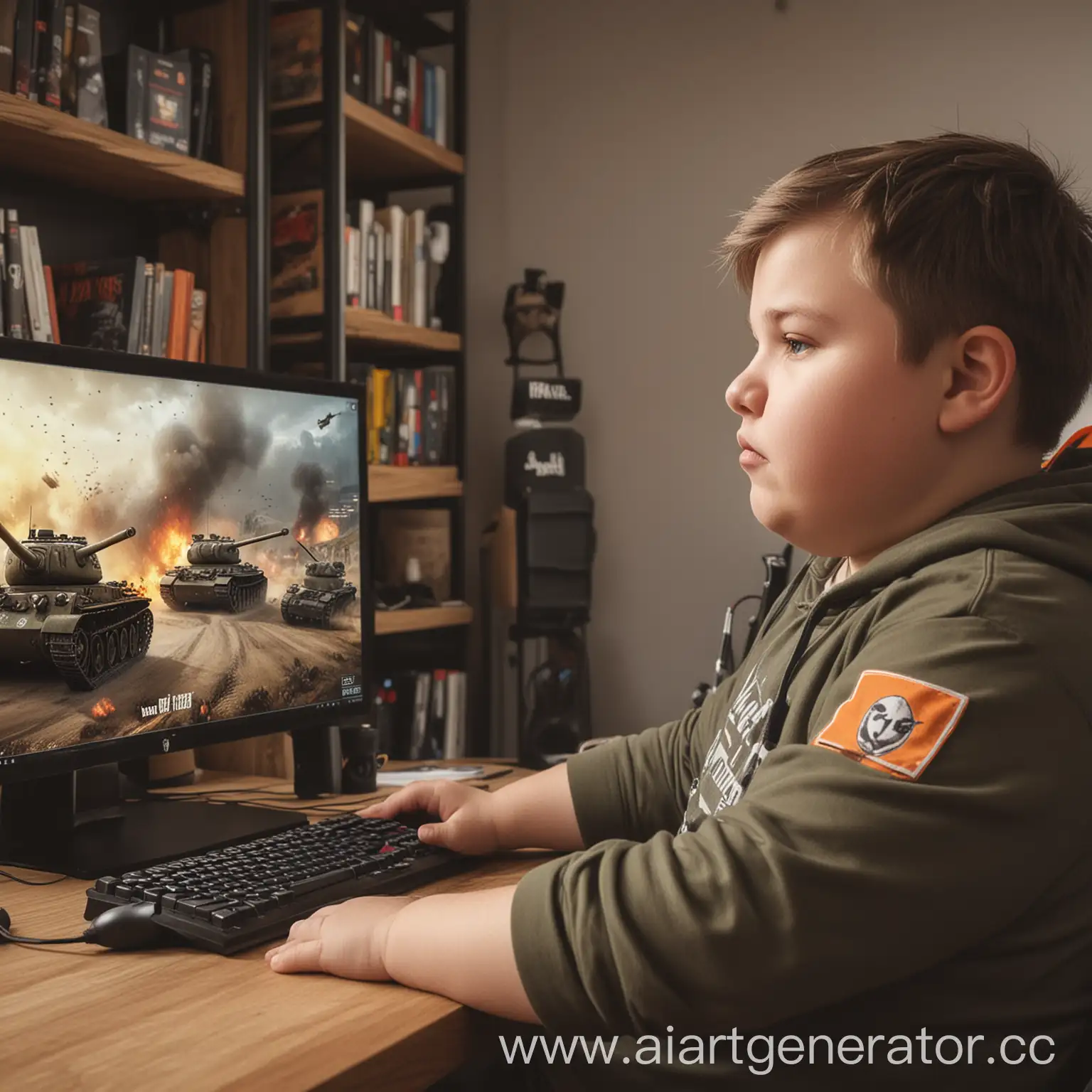 Young-Gamer-Immersed-in-World-of-Tanks