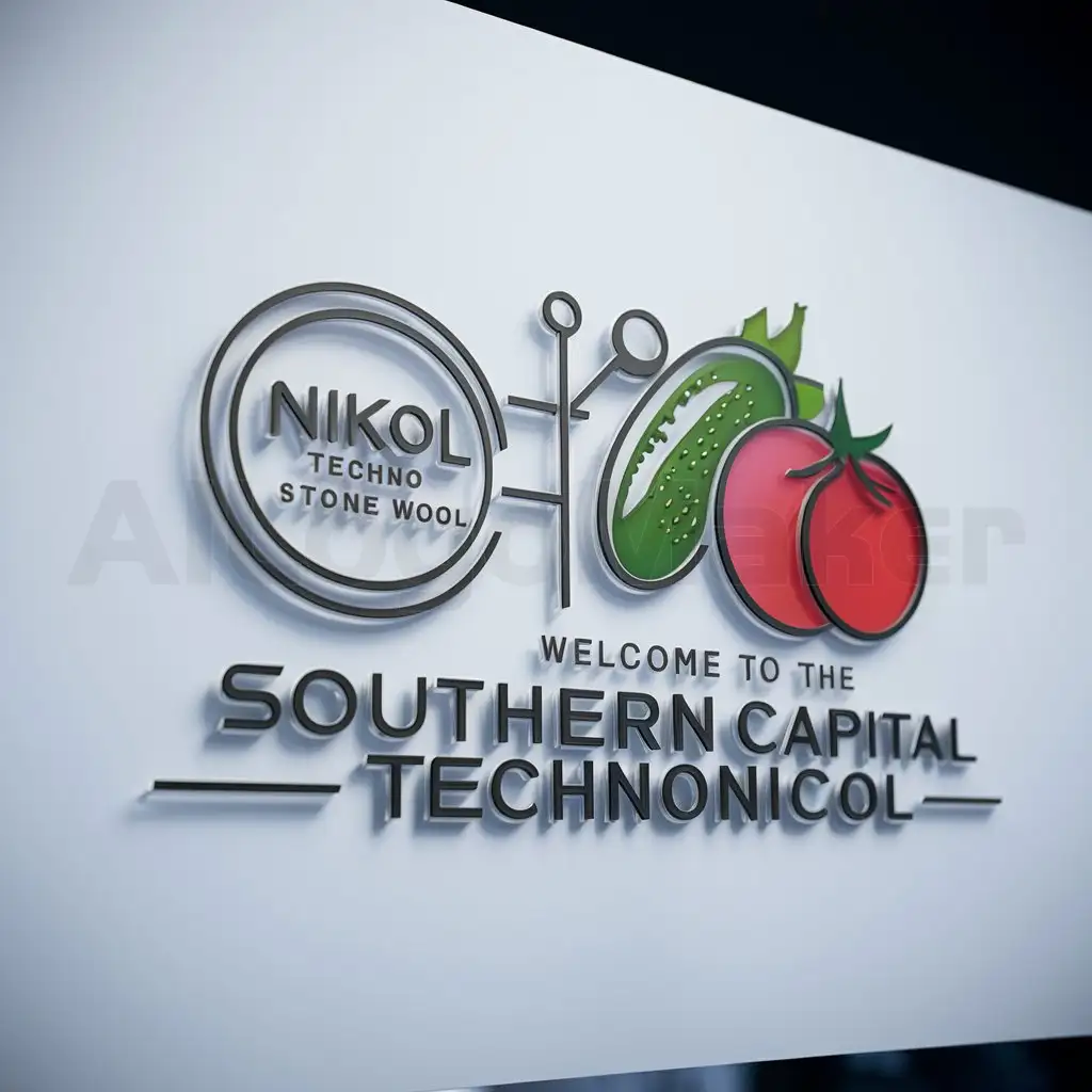 a logo design,with the text "Welcome to the southern capital Technonicol", main symbol:Nikol Techno Stone wool, technologies, cucumbers tomatoes ,Minimalistic,be used in Technology industry,clear background