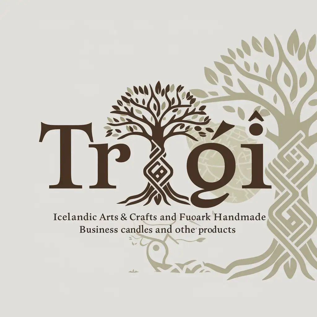 a logo design,with the text "Tröð", main symbol:Icelandic arts and crafts and handmade business, making all kinds of things including candles. Tröð, or in caps: TRÖÐ. The earth, trees, nature, simple, calm, elegance, sophistication, sleek, professional. Tree of Yggdrasil, Fuþark runes, any Viking relations or Norse mythology.,complex,be used in Others industry,clear background