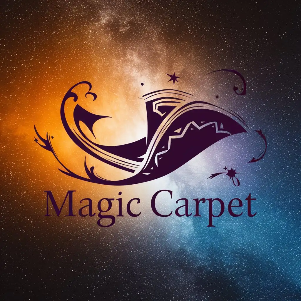 Silhouette of Magic Carpet Ride in Mystical Landscape