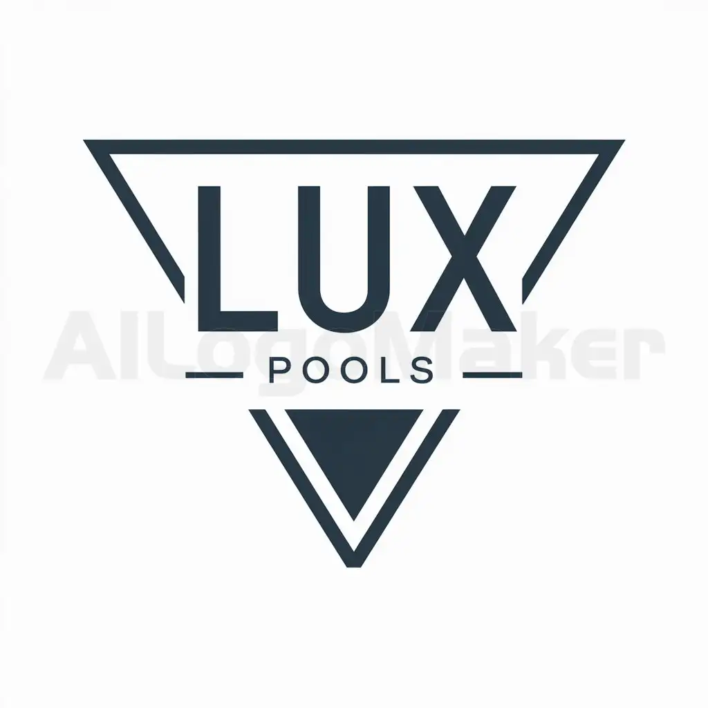 LOGO-Design-For-Lux-Pools-Triangle-Badge-with-Lux-Dominating-Above-Pools-in-Subtle-Font