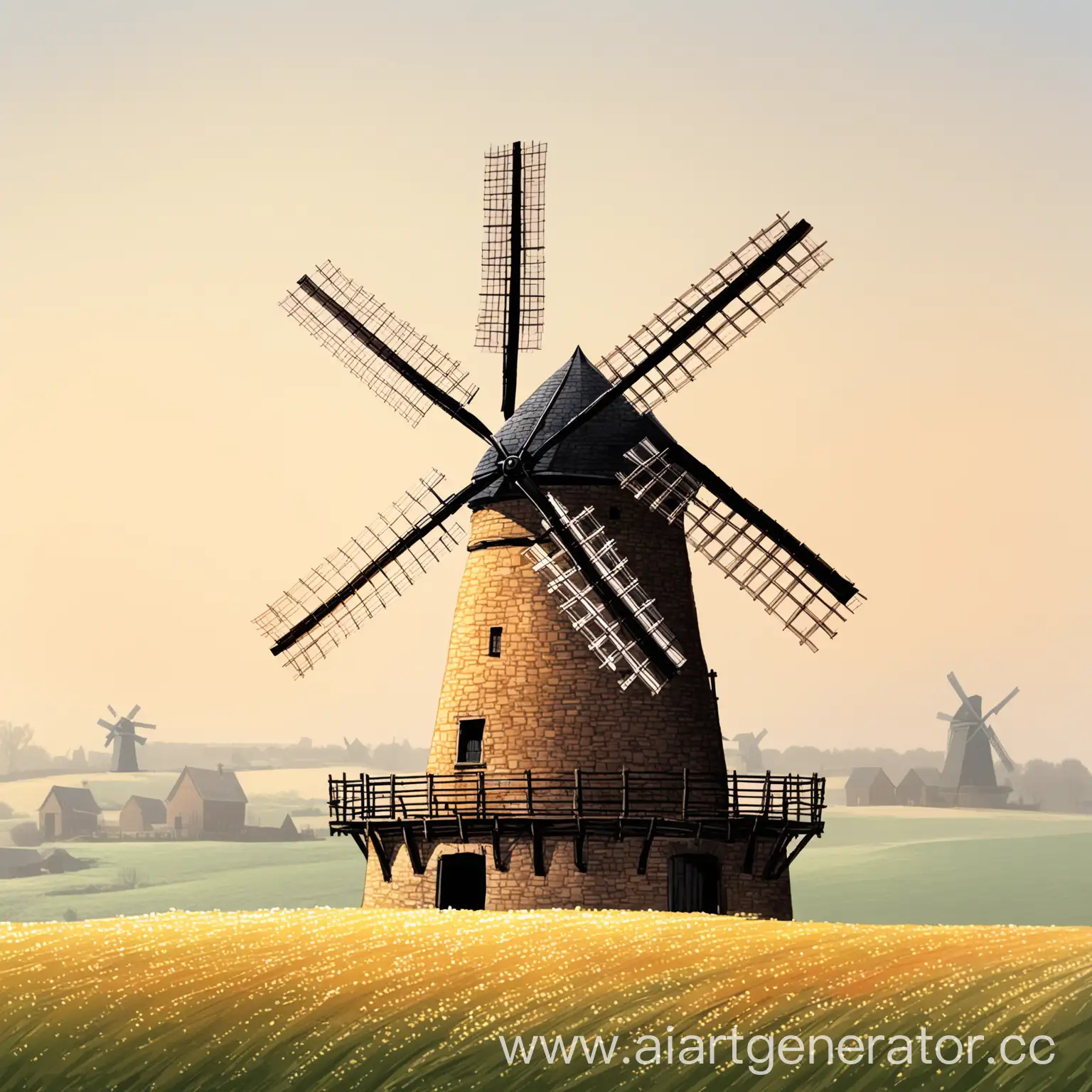 Rustic-Windmill-Illustration-Isolated-Design-Element