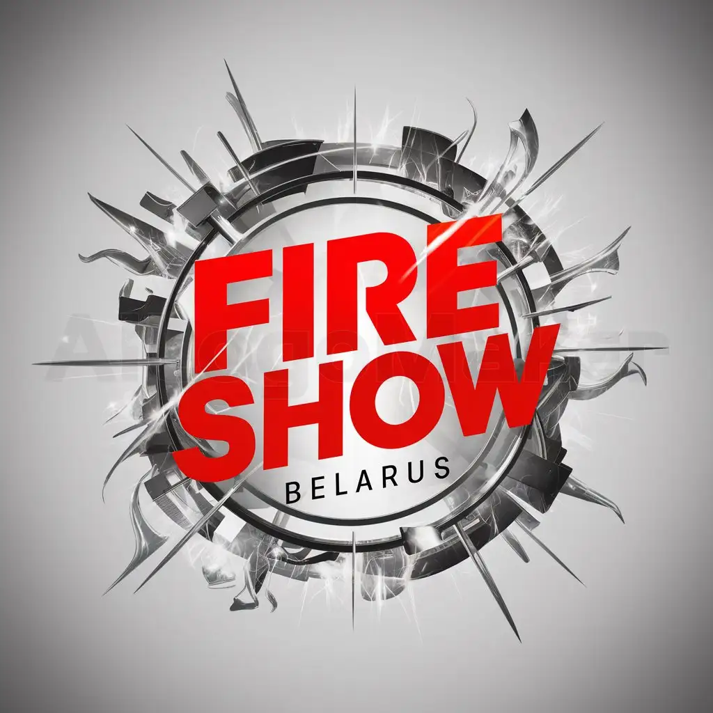 a logo design,with the text "FIRE SHOW BELARUS", main symbol:FIRE SHOW,complex,clear background