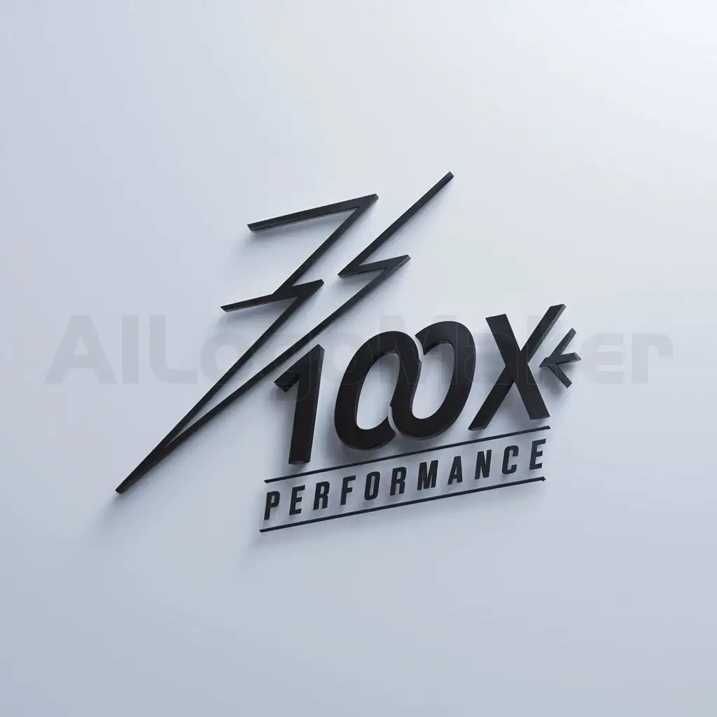 a logo design,with the text "100x performance", main symbol:an lightning bolt,Minimalistic,be used in Technology industry,clear background