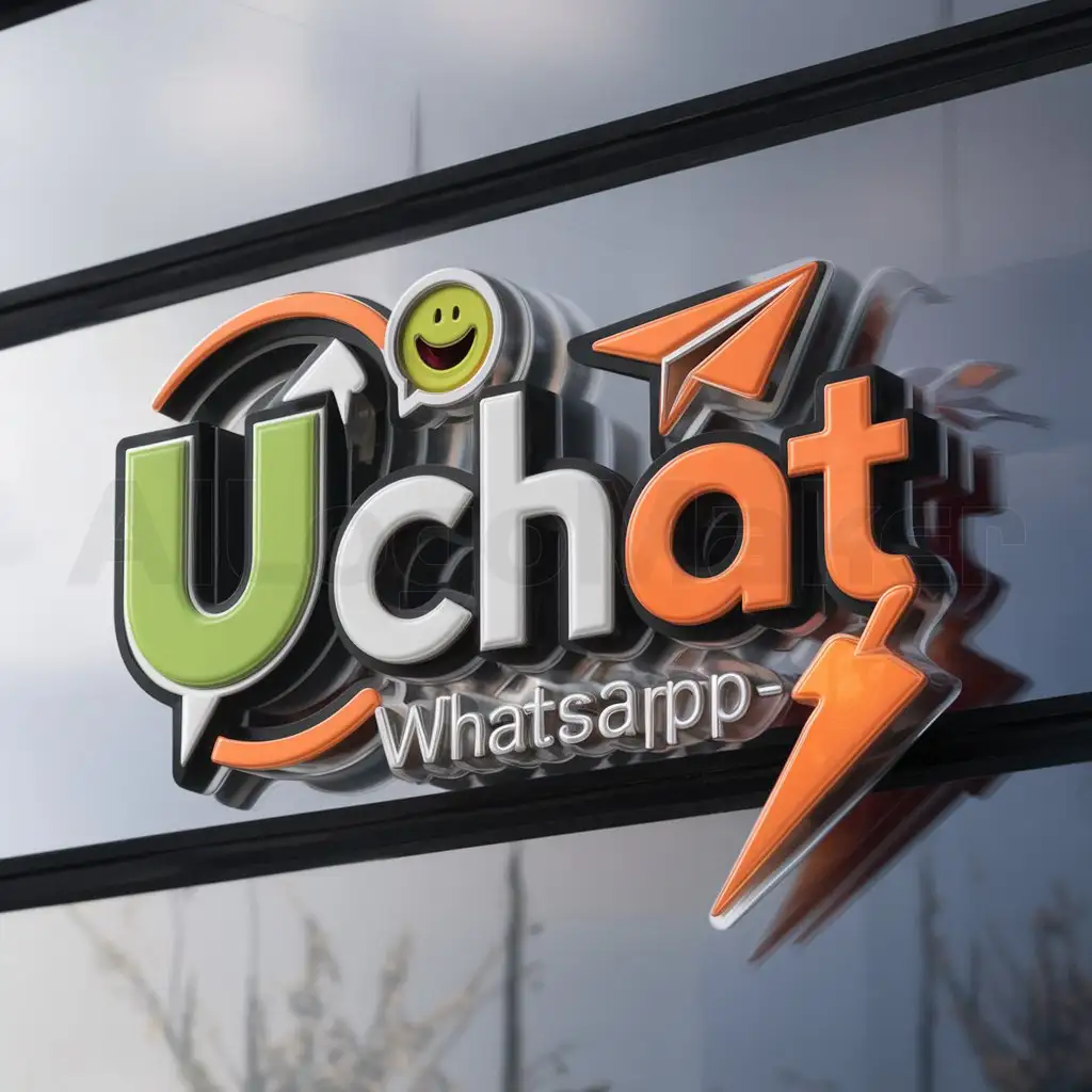 a logo design,with the text "UCHAT", main symbol:logo whatsapp or similar,funny, mail, colorful,Moderate,be used in comunicacion industry,clear background