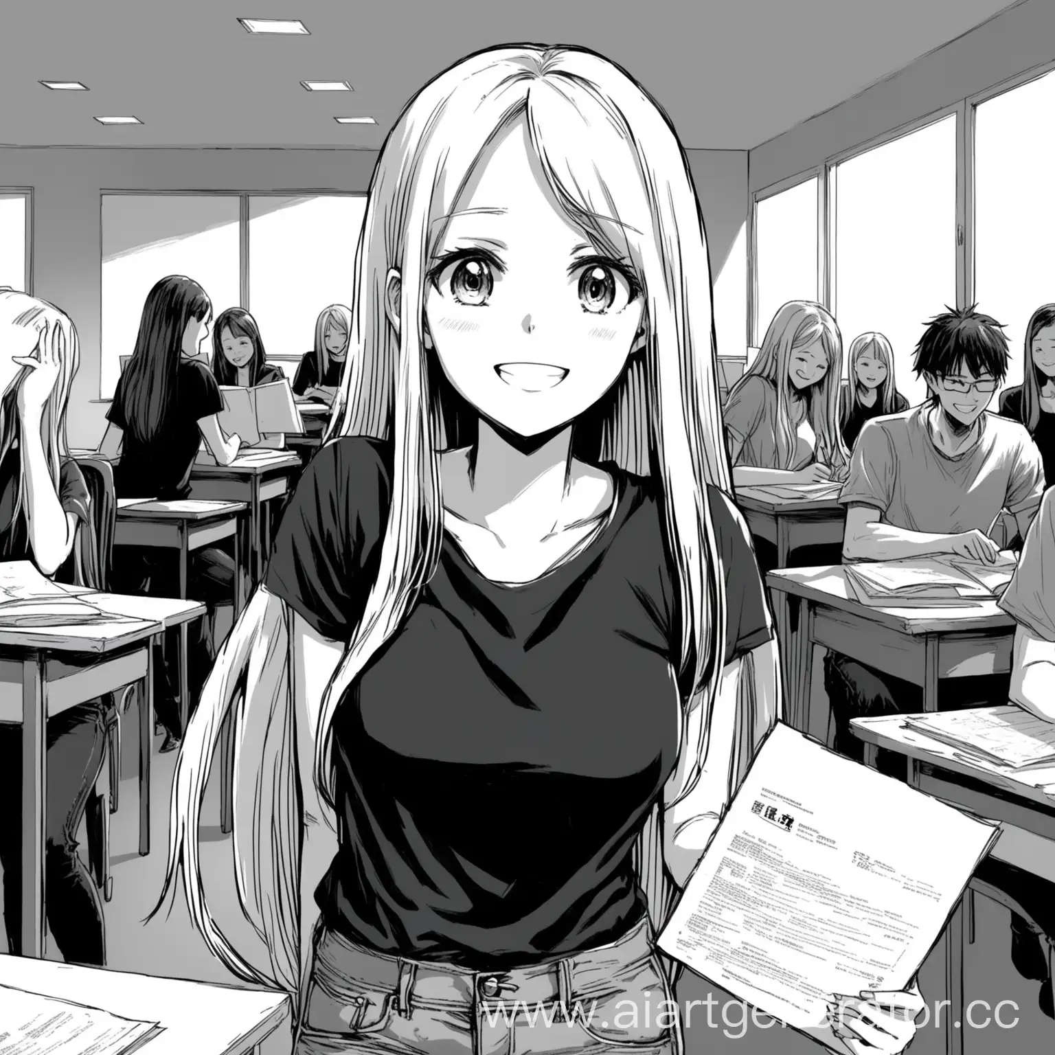 Blonde-Girl-Celebrates-Passing-University-Exam-in-Manga-Style