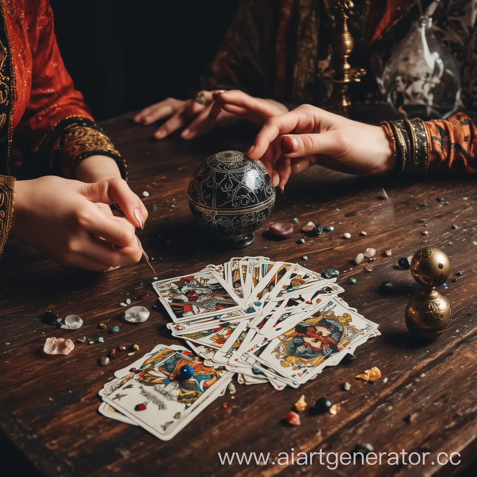 Fortune-Teller-with-Tarot-Cards-and-Magic-Ball