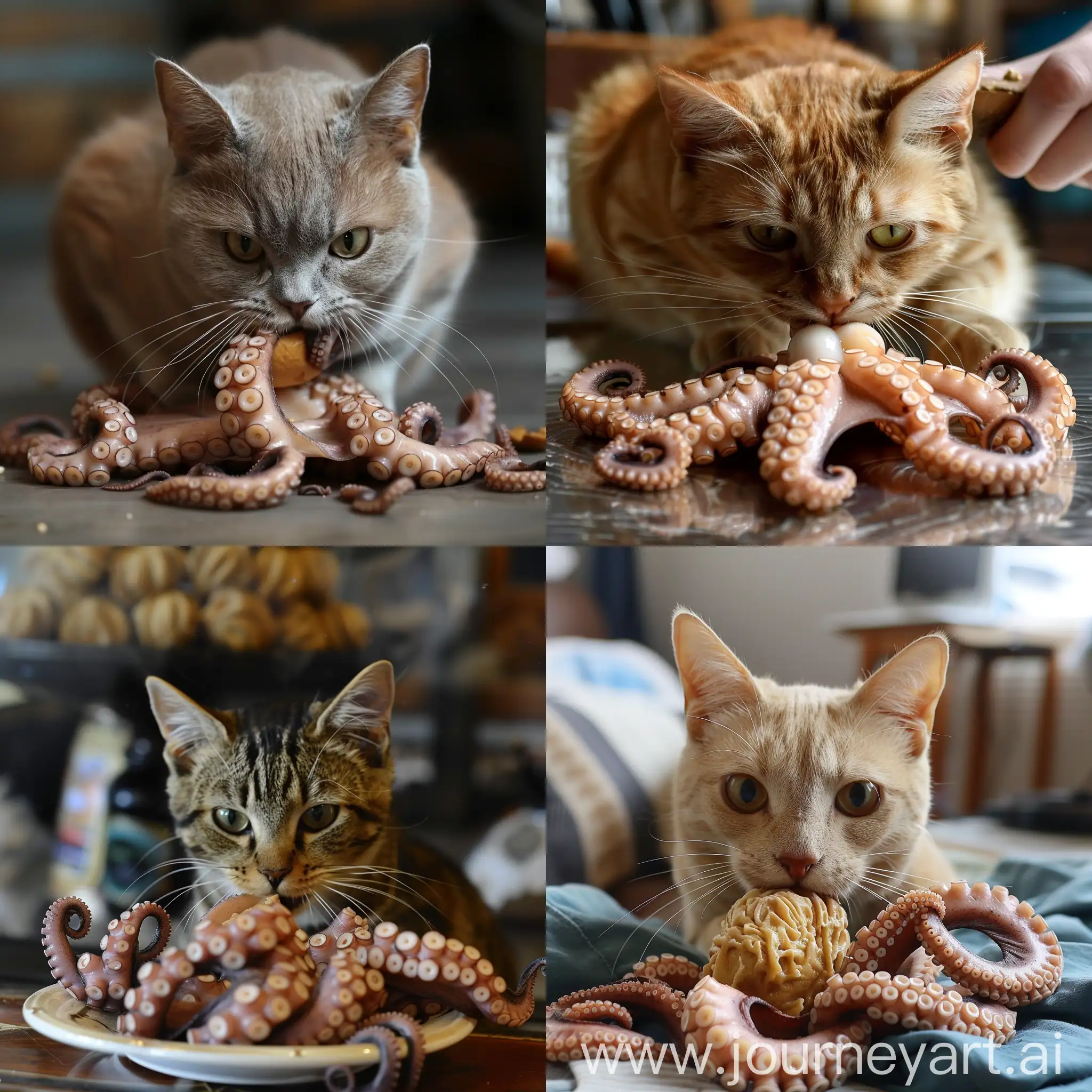 Curious-Cat-Eating-Octopus