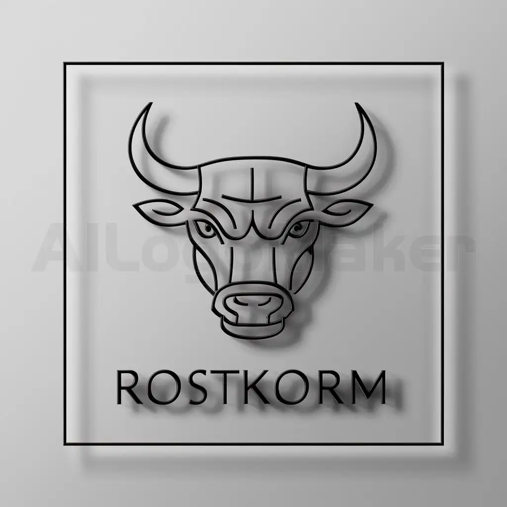 a logo design,with the text "ROSTKORM", main symbol:Head of Bull,complex,clear background