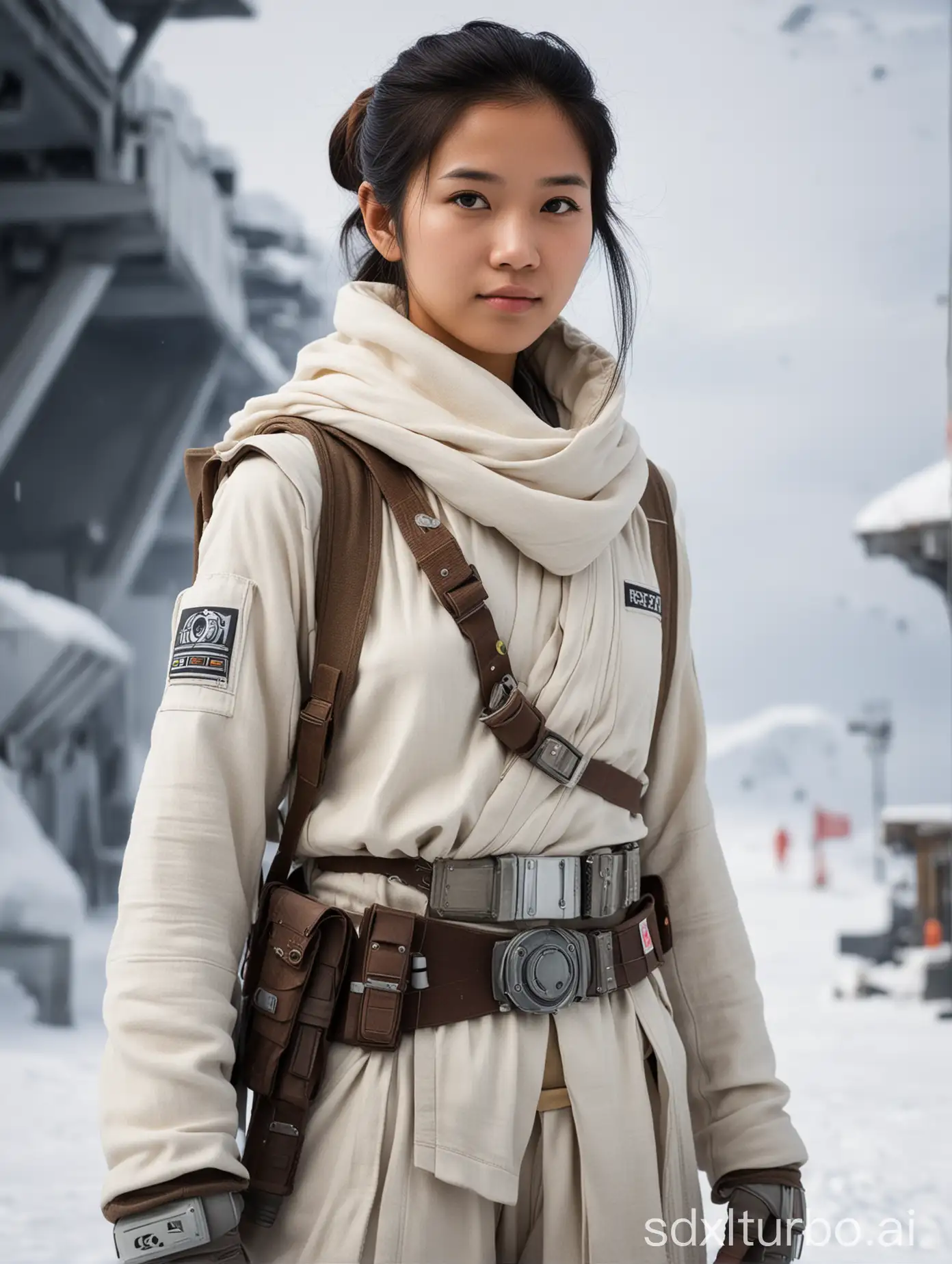 jedi girl, age 16, southeast Asian, Hoth spaceport