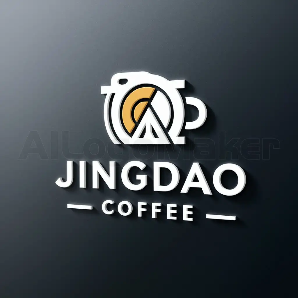a logo design,with the text "Jingdao Coffee", main symbol:coffee, camera, campground,Moderate,be used in Travel industry,clear background