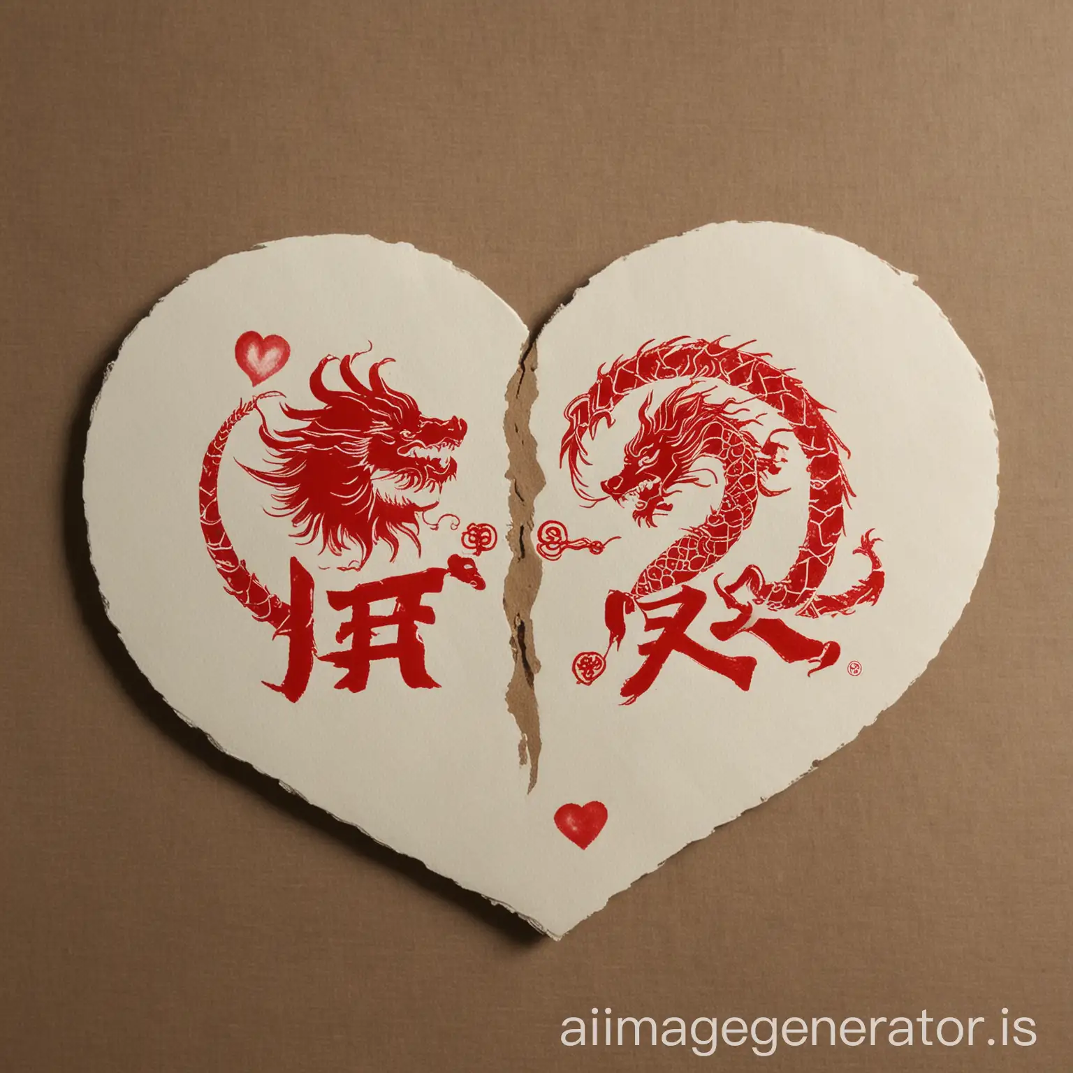 Love heart image, left side writes Qing Mei, right side writes Shao Long, left side has a heart, right side has a dragon