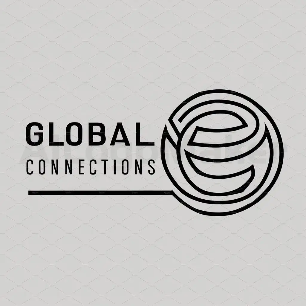 a logo design,with the text "global connections", main symbol:a logo with interwined lines forming a globe,symbolizing the company's international reach and interconnectedness,complex,be used in Others industry,clear background