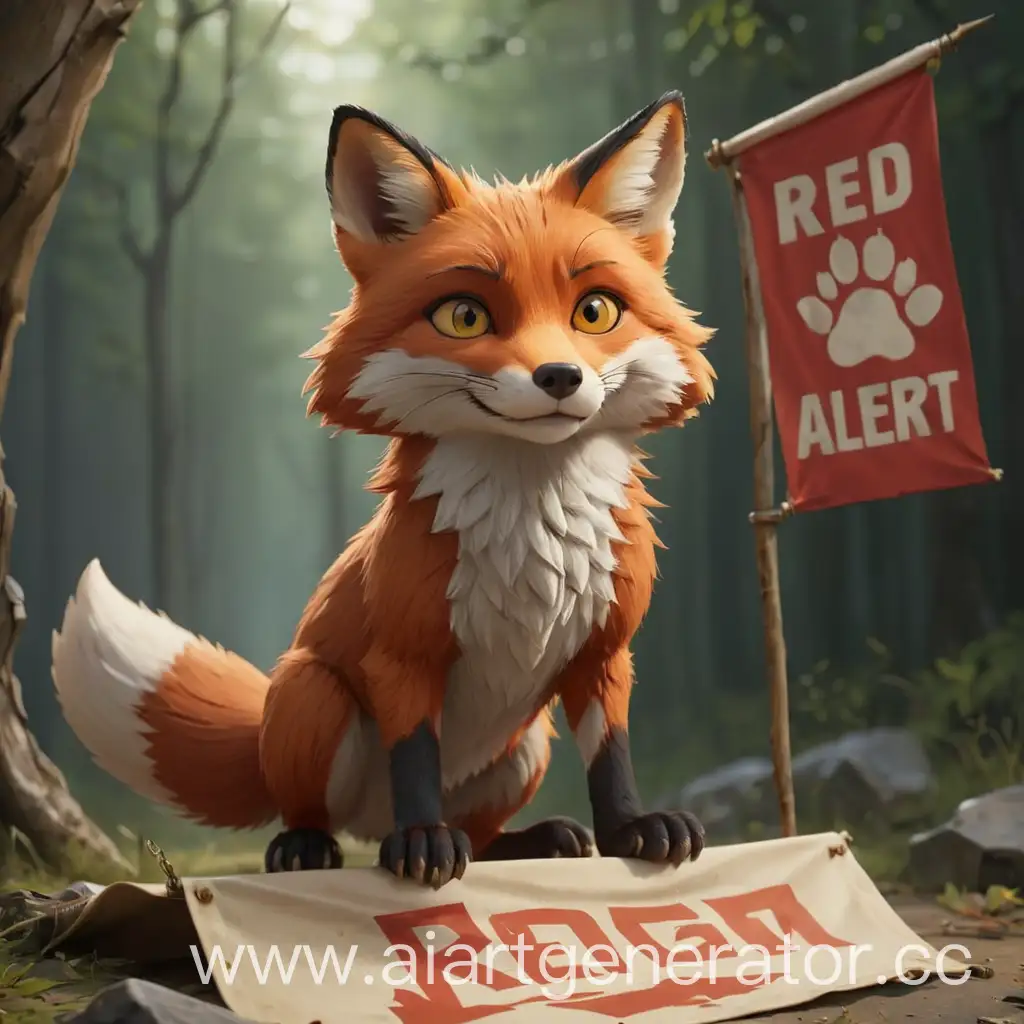 Fox-Standing-on-Red-Alert-Banner