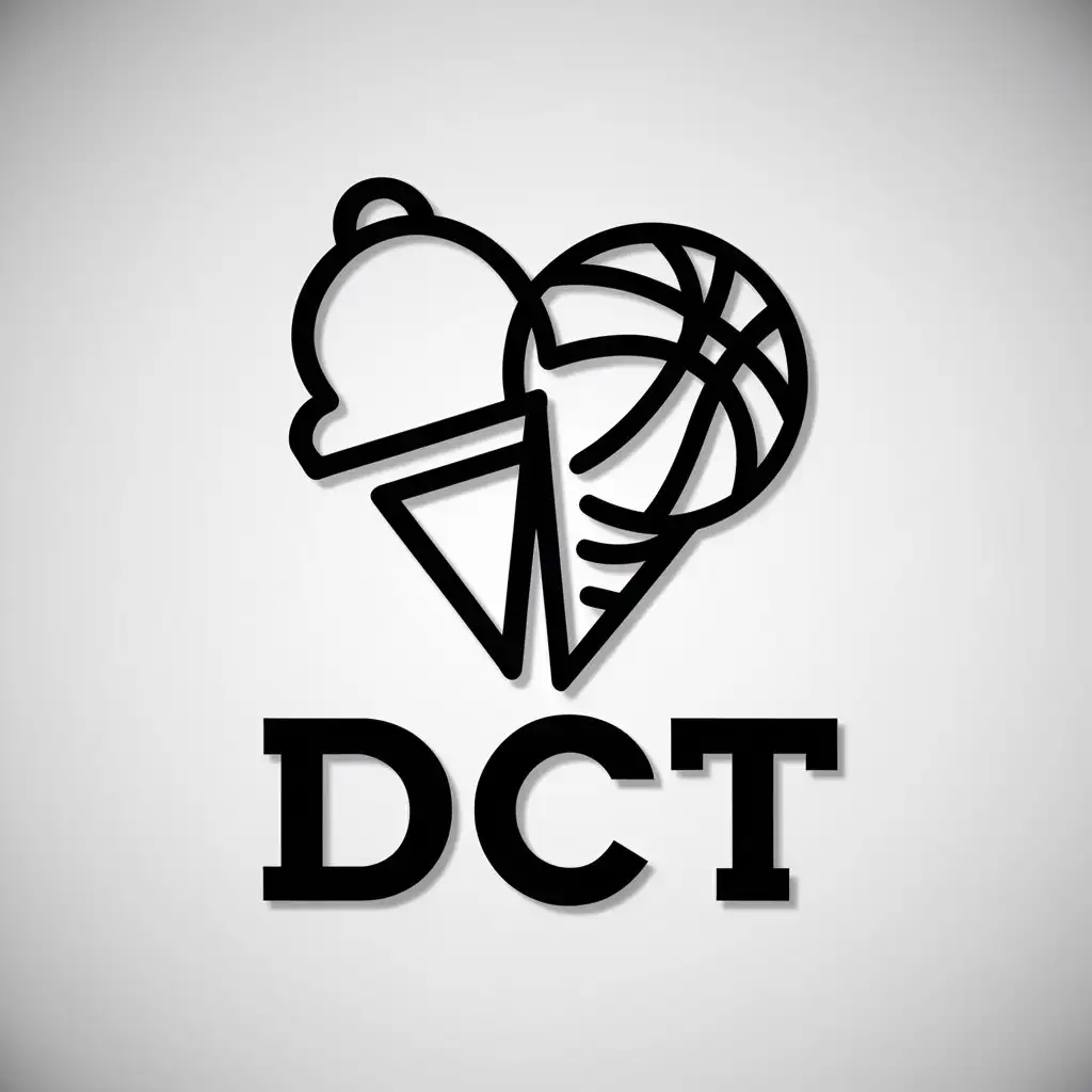 a logo design,with the text "DCT", main symbol:ice cream, basketball,Moderate,be used in Sports Fitness industry,clear background