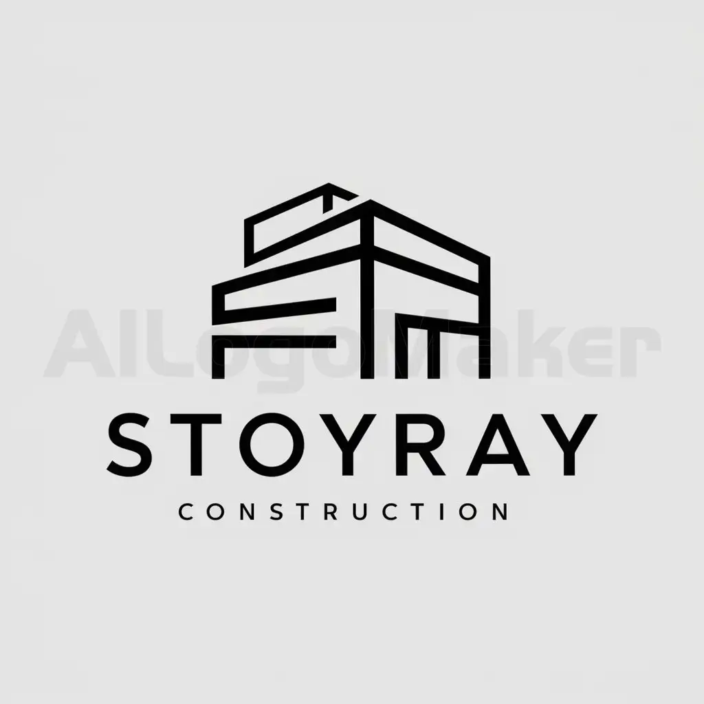 a logo design,with the text "StoyRay", main symbol:multistory house in black and white colors,Minimalistic,be used in Construction industry,clear background