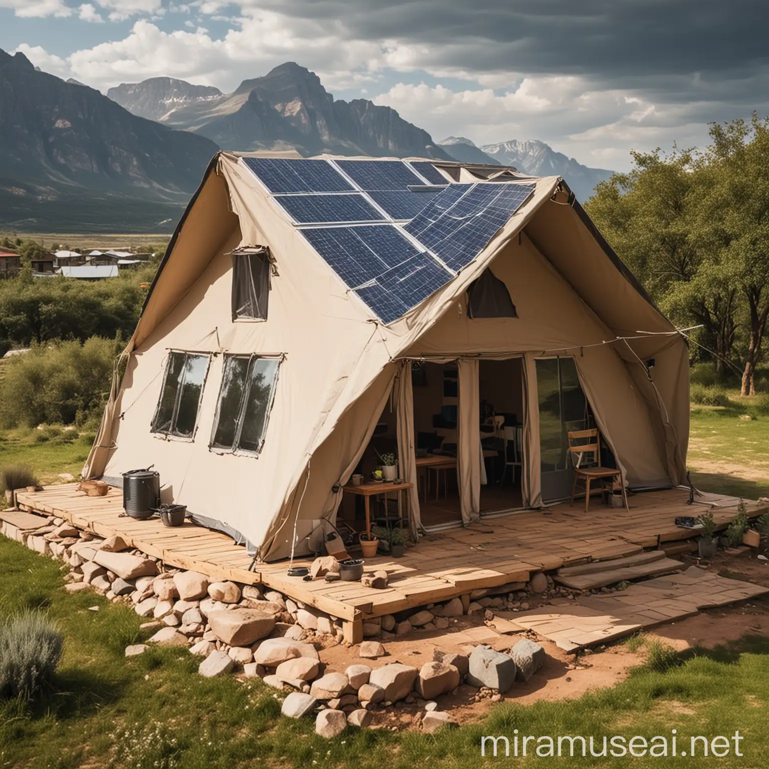 casa de campaña de paneles solares
