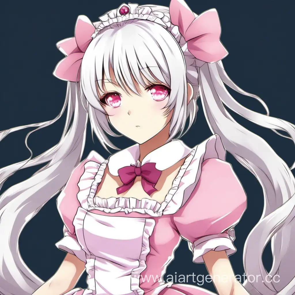 Ethereal-Anime-Princess-WhiteHaired-Maiden-in-Pink-Maid-Costume