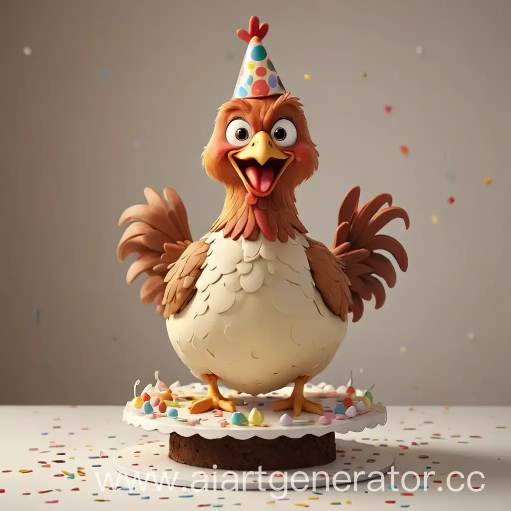 Cheerful-Cartoon-Chicken-Birthday-Celebration-on-Cake