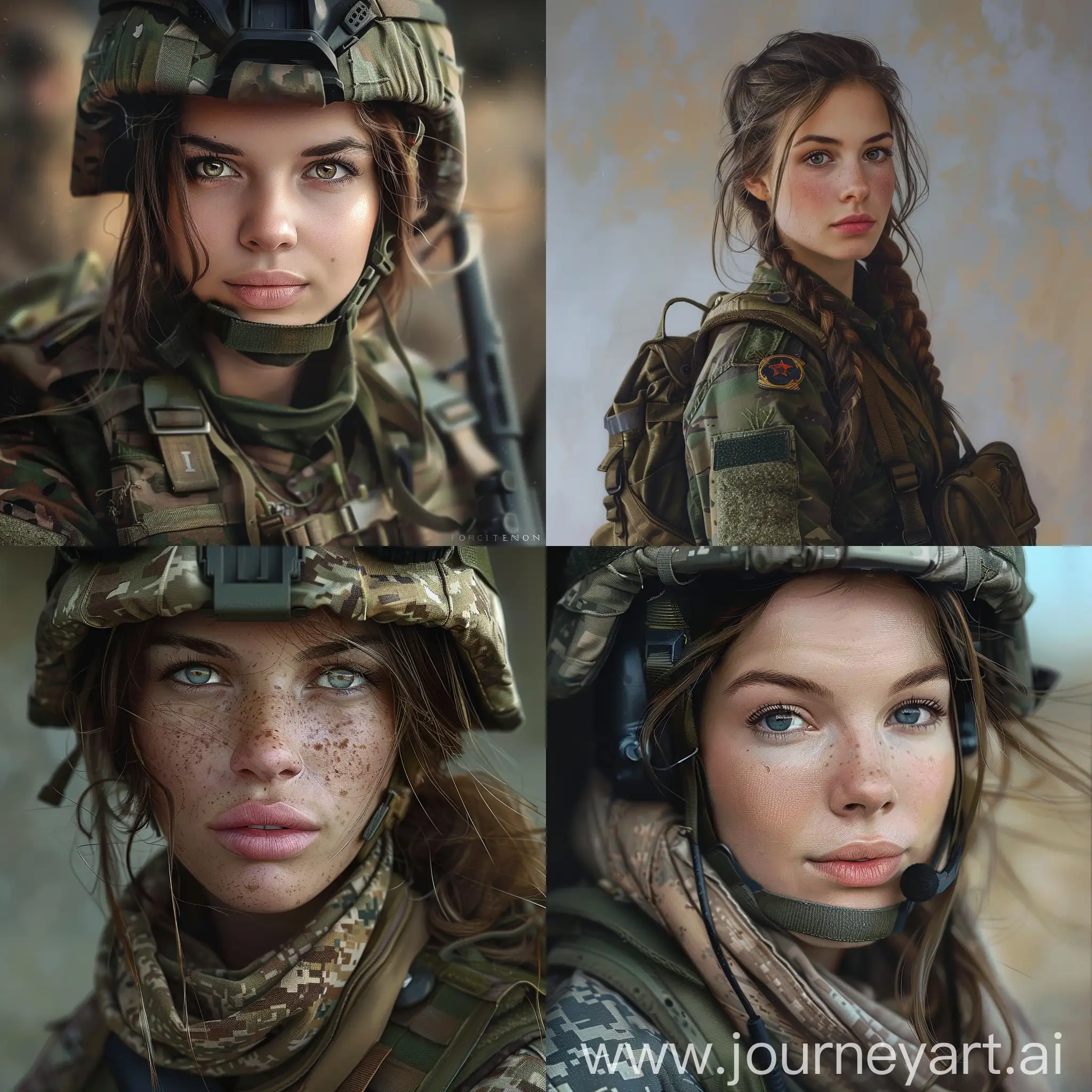 Military young european female photorealism