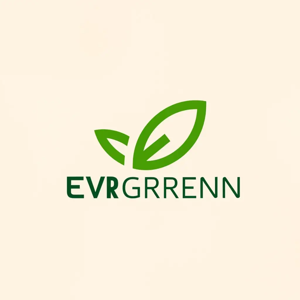 a logo design,with the text "Evrgreen", main symbol:plant,Minimalistic,clear background