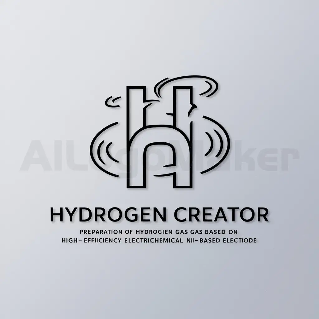 a logo design,with the text "Hydrogen creator—preparation of hydrogen gas based on high-efficiency electrochemical Ni-based electrode", main symbol:Hydrogen creator—based on high-efficient electrochemical Ni-based electrode preparation for hydrogen gas,Minimalistic,clear background