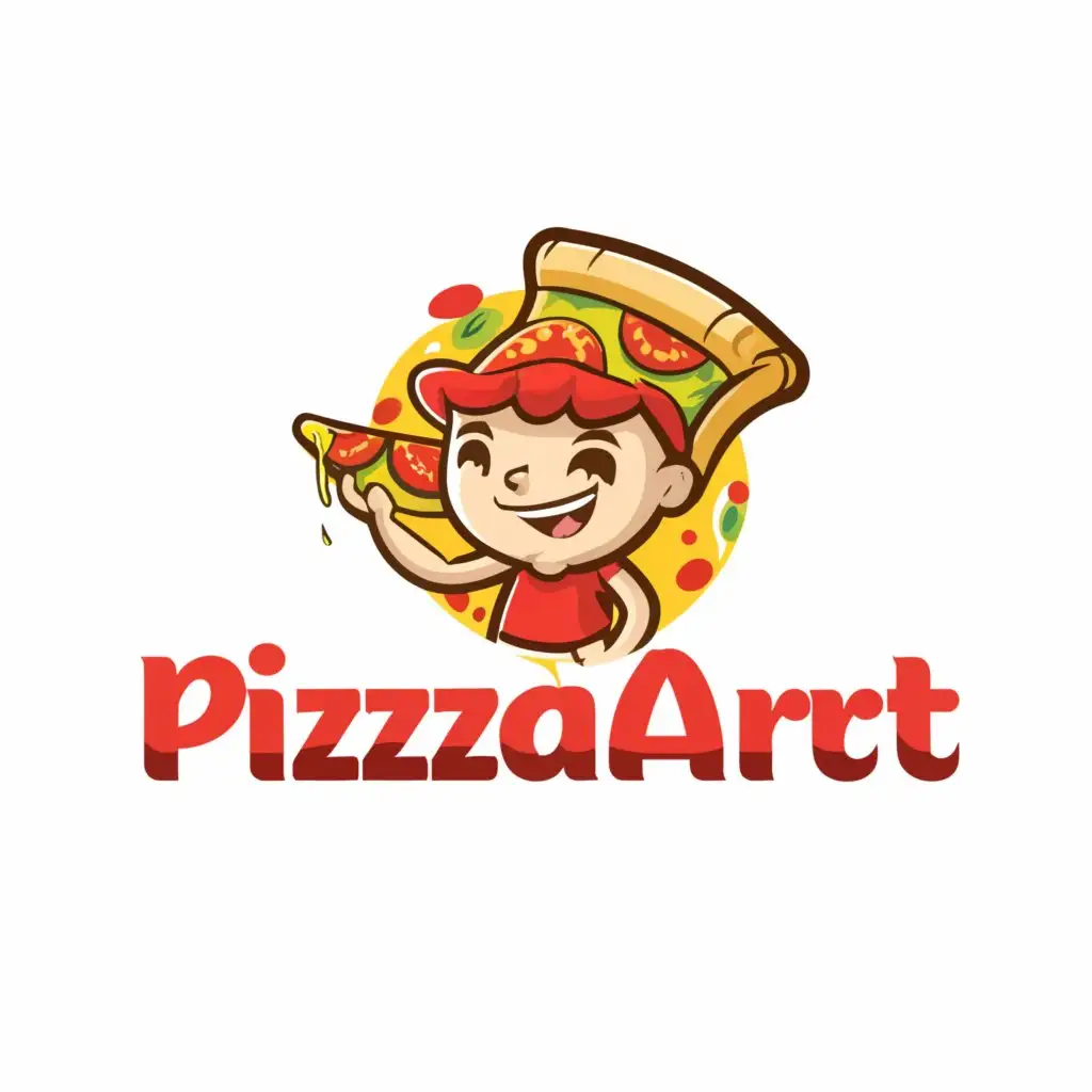 LOGO-Design-For-PizzaArt-Playful-Boy-Pizza-Emblem-for-Restaurant-Branding
