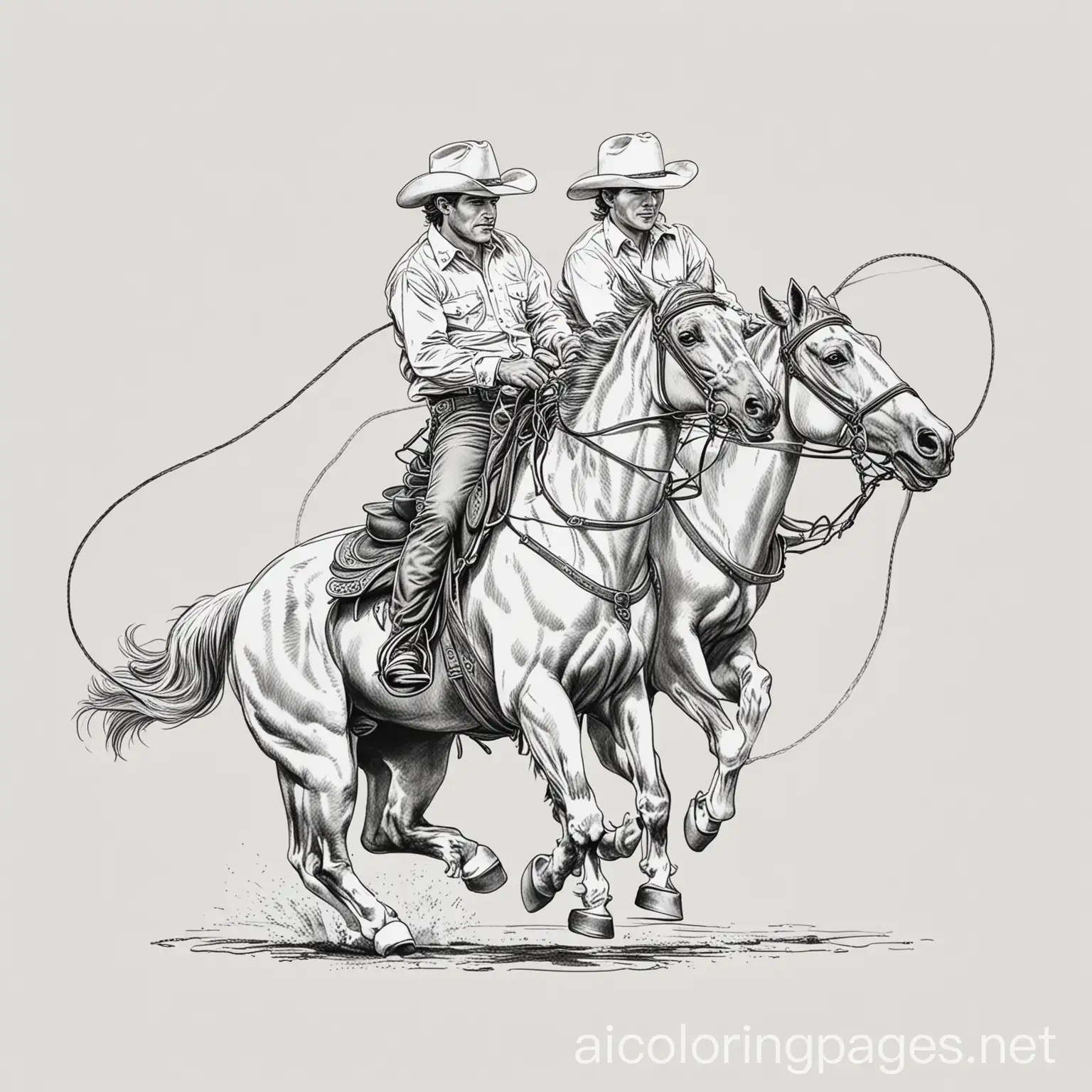 Rodeo-Team-Roping-Coloring-Page-Dynamic-Action-in-Black-and-White