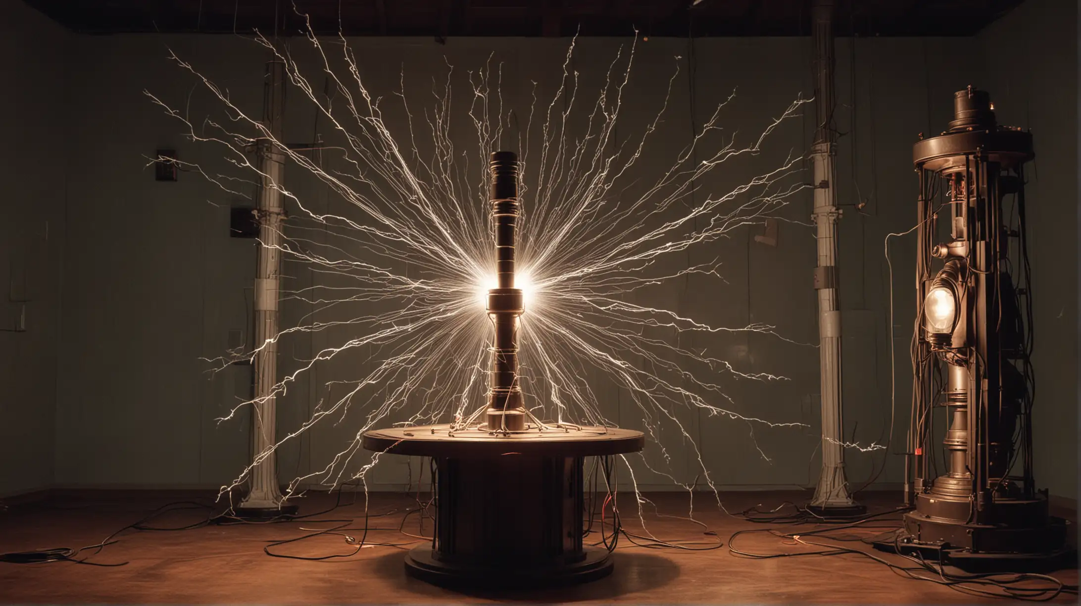 Visualize Tesla's Iconic Inventions:

Image Description: Generate a dynamic scene showcasing Nikola Tesla surrounded by his inventions such as the Tesla Coil, AC motor, and Wardenclyffe Tower, highlighting his revolutionary contributions to electrical engineering.