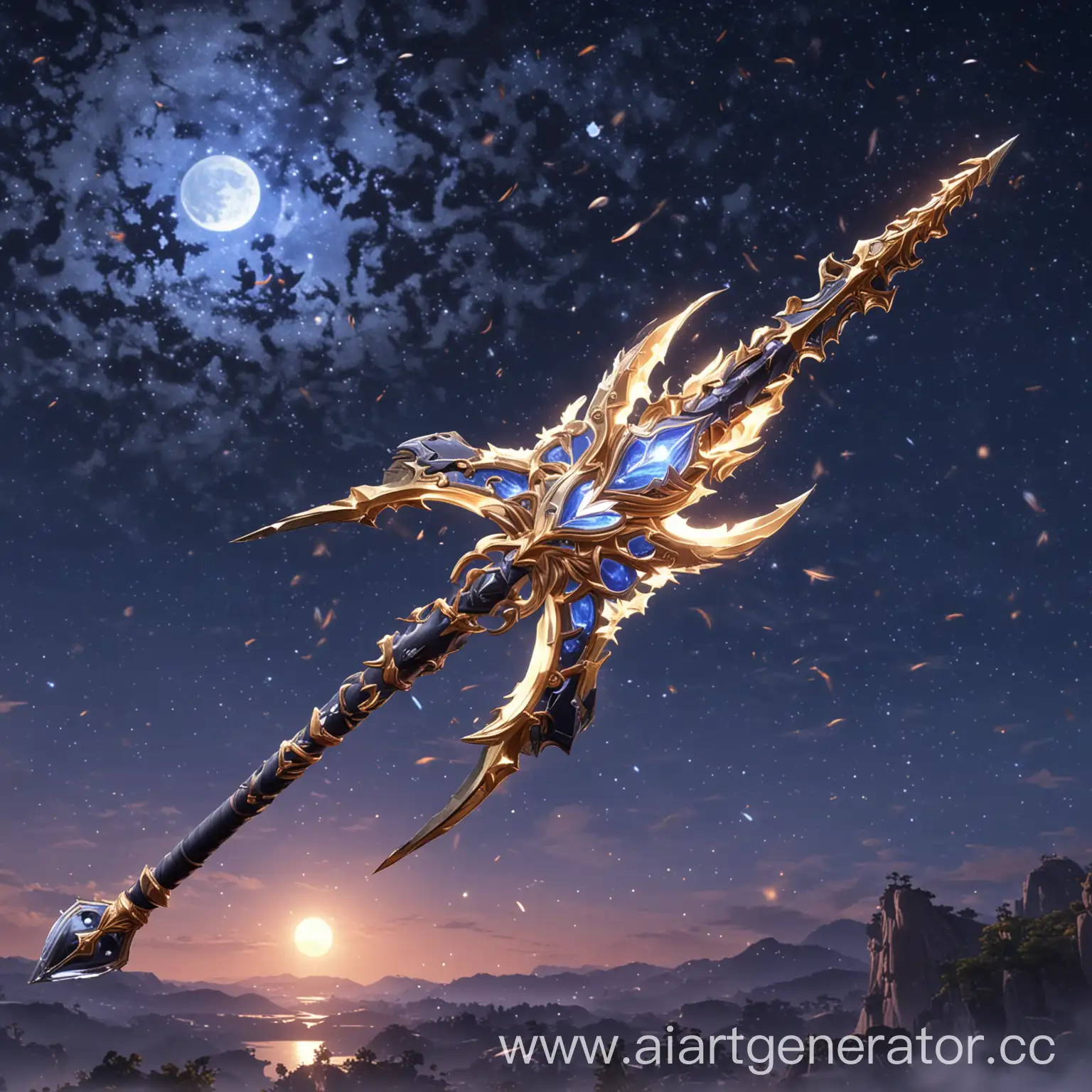 Genshin weapon catalyst eternal moonlight against starry sky
