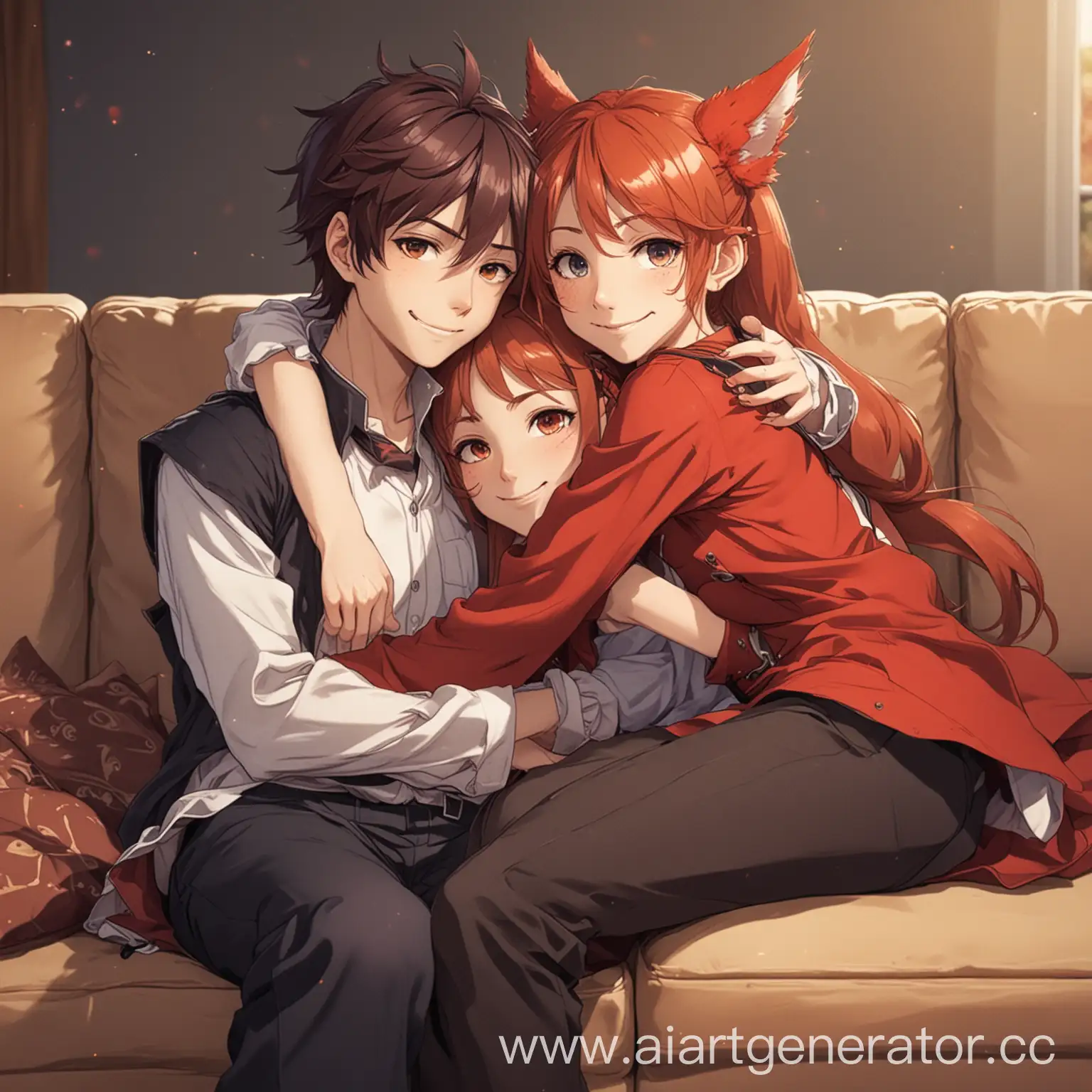 Adventurous-Anime-Magicians-Boy-and-Girl-Hugging-on-Sofa