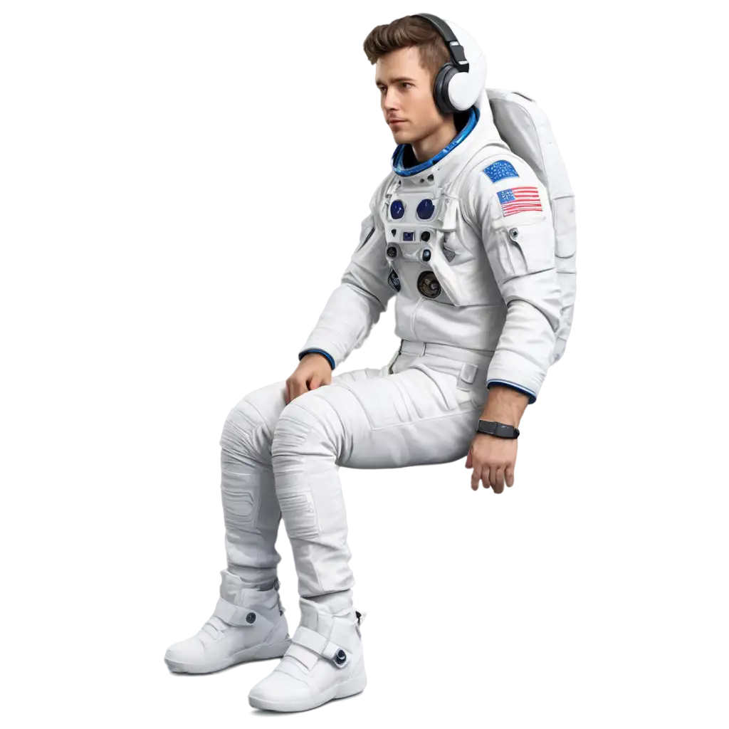 A realistic astronaut sitting