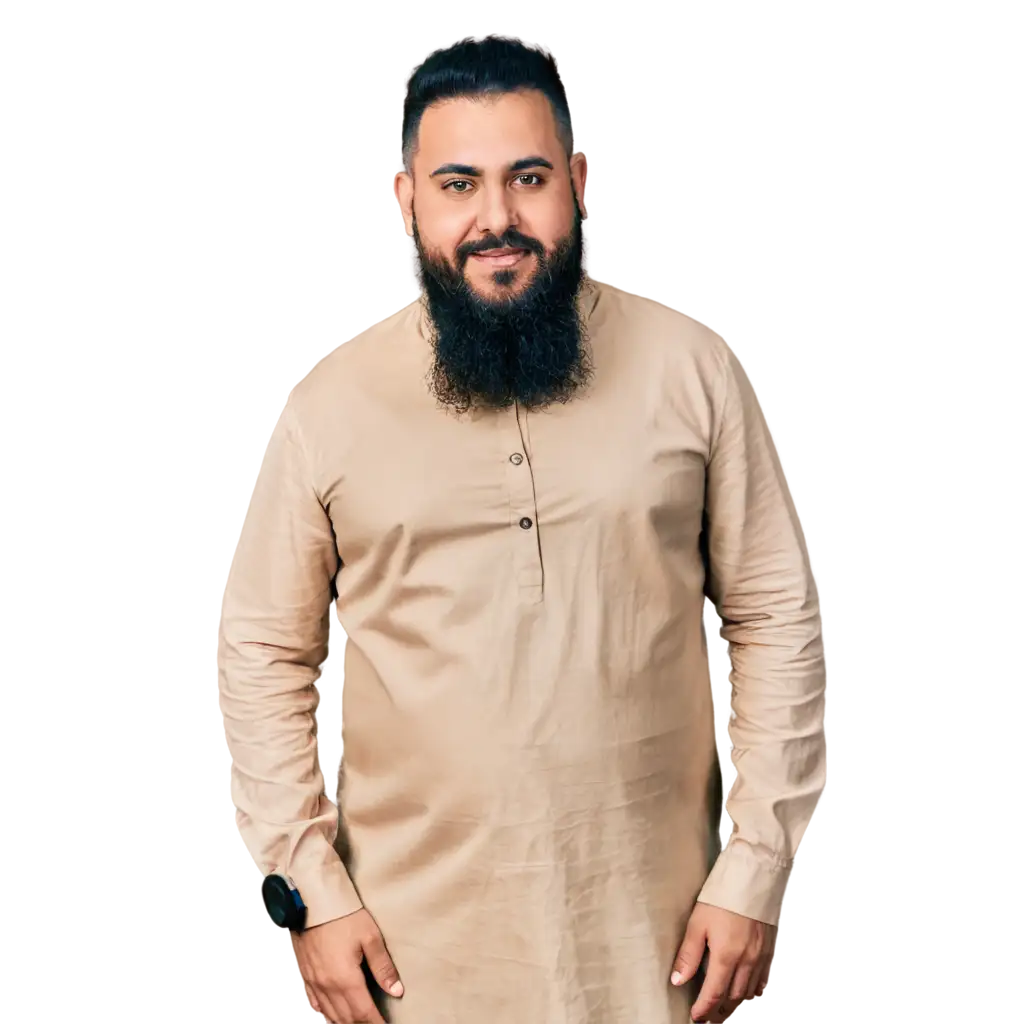 A FAT BOY WITH LONG BEARD WEARING KURTA AND SHALWAR