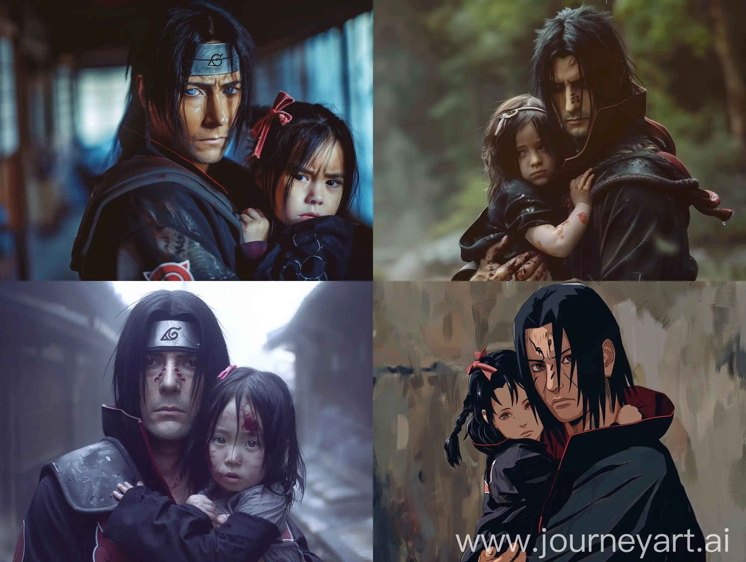 Cinematic-Portrait-of-Itachi-Uchiha-Carrying-a-Little-Girl