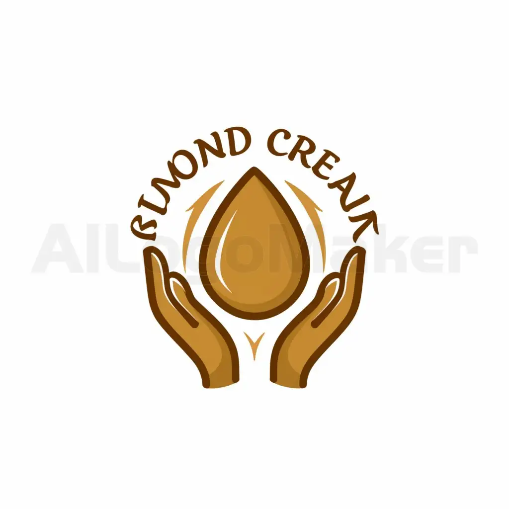 LOGO-Design-for-Almond-Cream-Elegant-Cream-Drop-with-Hands-and-Container