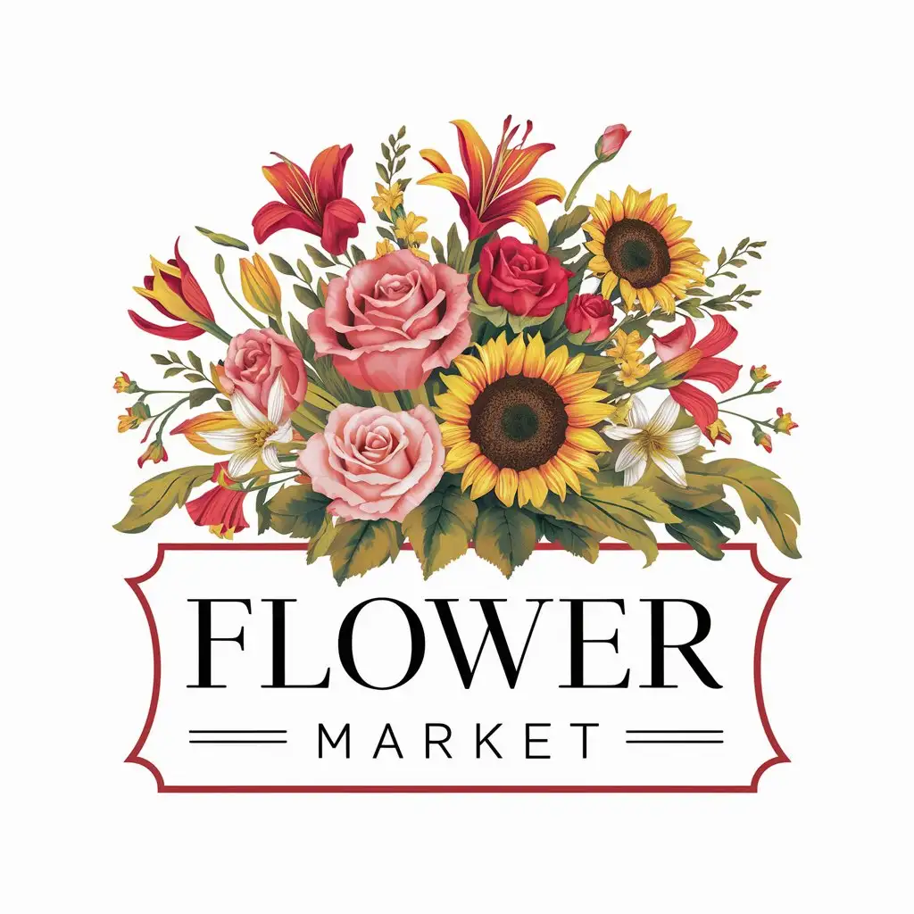 Logo for flower shop called flower market