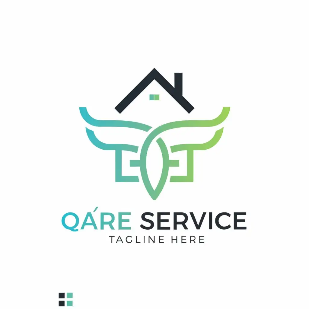 a logo design,with the text 'Qare Service', main symbol:a hospital cross and a home,Moderate, be used in Home care industry, clear background, stagline = 'Soins à Domicile'