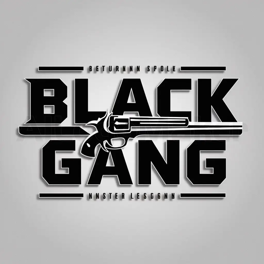 a logo design,with the text "black gang", main symbol:Pistol,complex,clear background