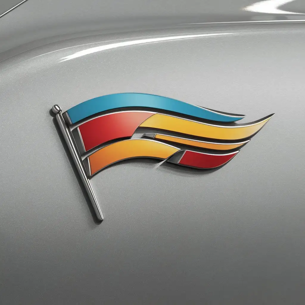 Use a few curves to draw a fluttering flag logo. This logo will be used on the surface of the car.