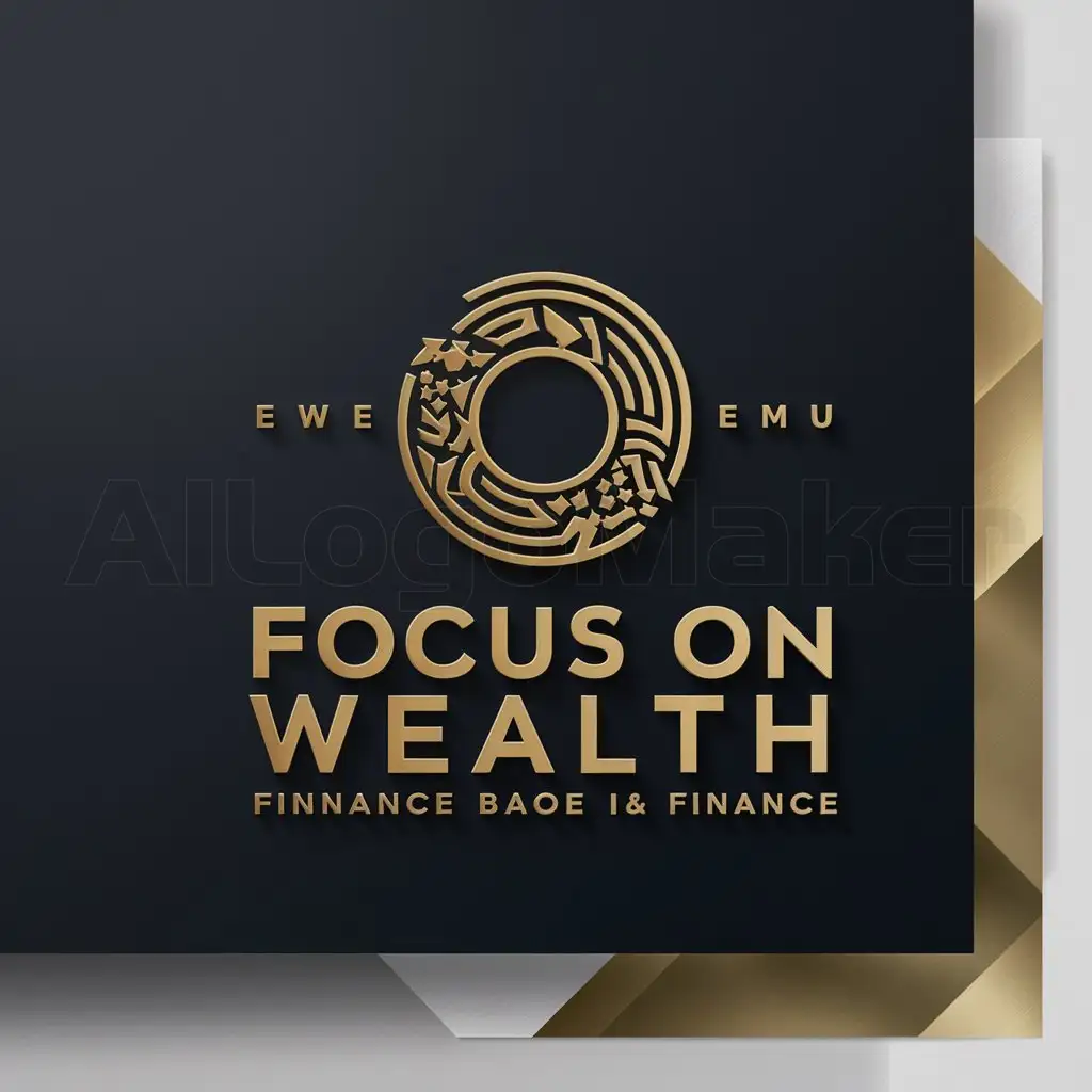 a logo design,with the text "focus on wealth", main symbol:circle that reflects focus and abundance with black background and golden tones,Moderate,be used in Finance industry,clear background