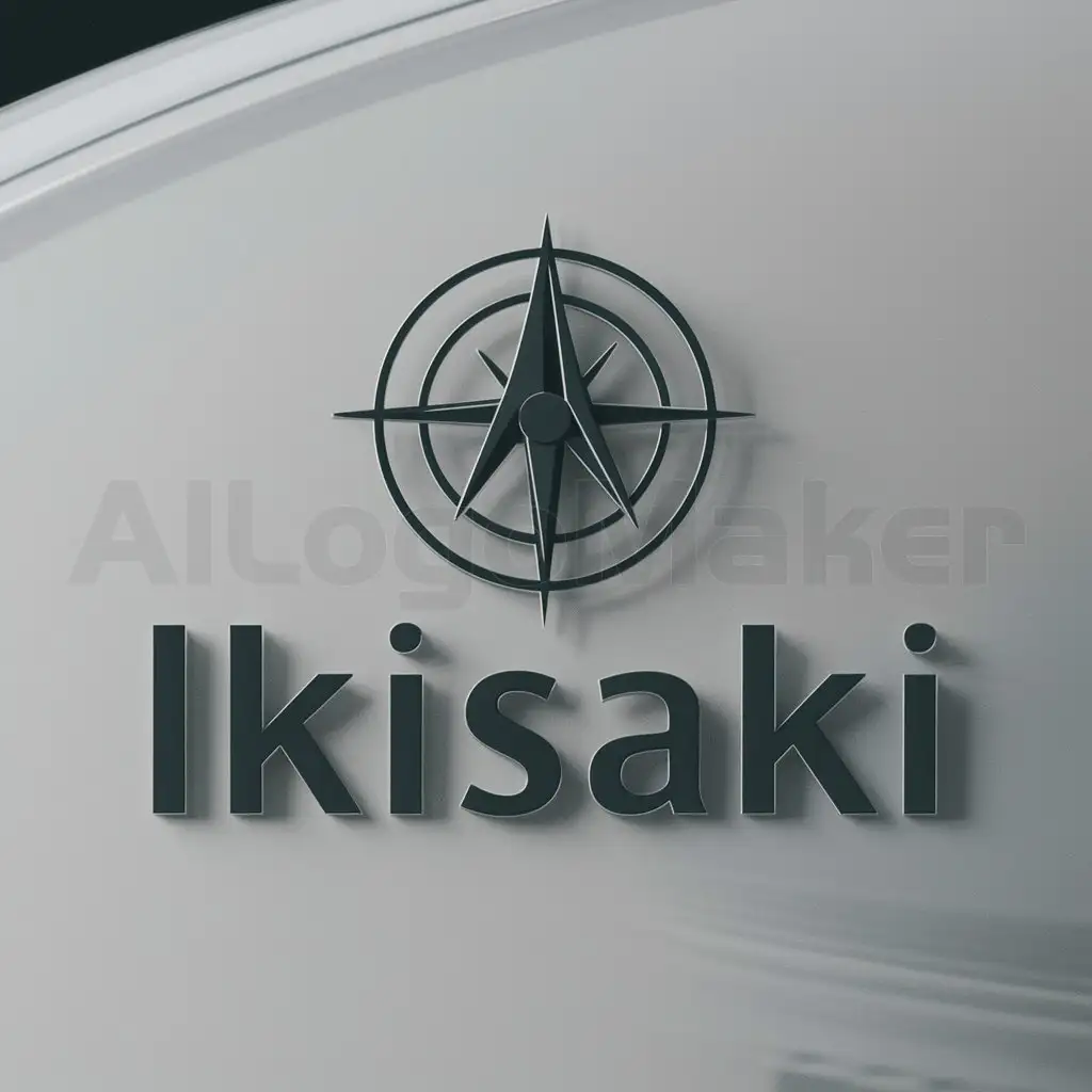 a logo design,with the text "IKISAKI", main symbol:compass inside globe made of latitude and longitude,Moderate,clear background