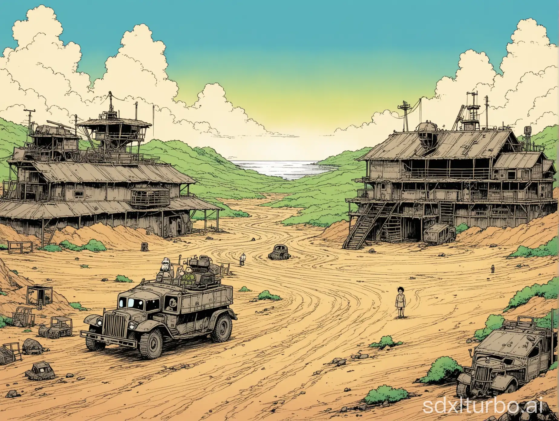 宫崎骏绘画风格的废土风娱乐空间漫画
